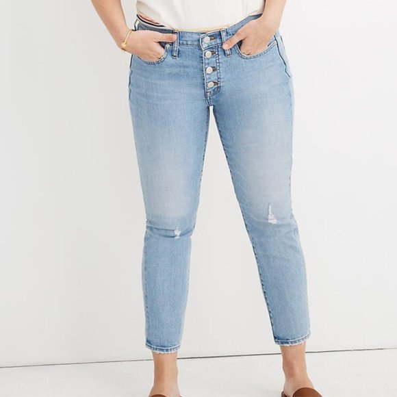 Madewell 9'' Button Front Skinny Crop Jeans - Picture 1 of 10